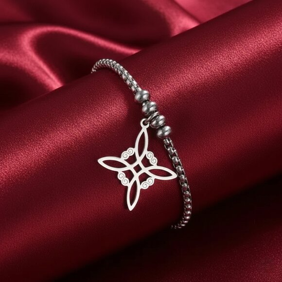 Silver Stainless Steel Witch Celtic Viking Cross Knot Fashion Bracelet NWOT - Picture 3 of 9